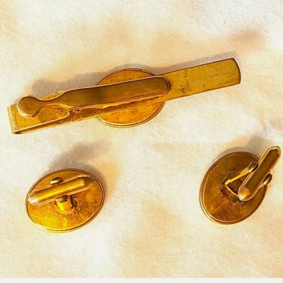 Van Guard 1/20 12 Kt Gold Filled Masonic Cufflinks Tie Tack Clasp Freemason - Picture 3 of 6